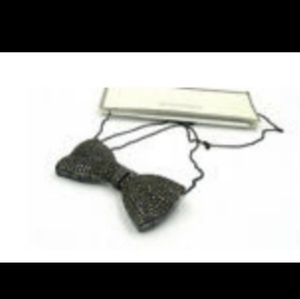 New Black Metalic Rhinestone Bow Knot  Necklace.